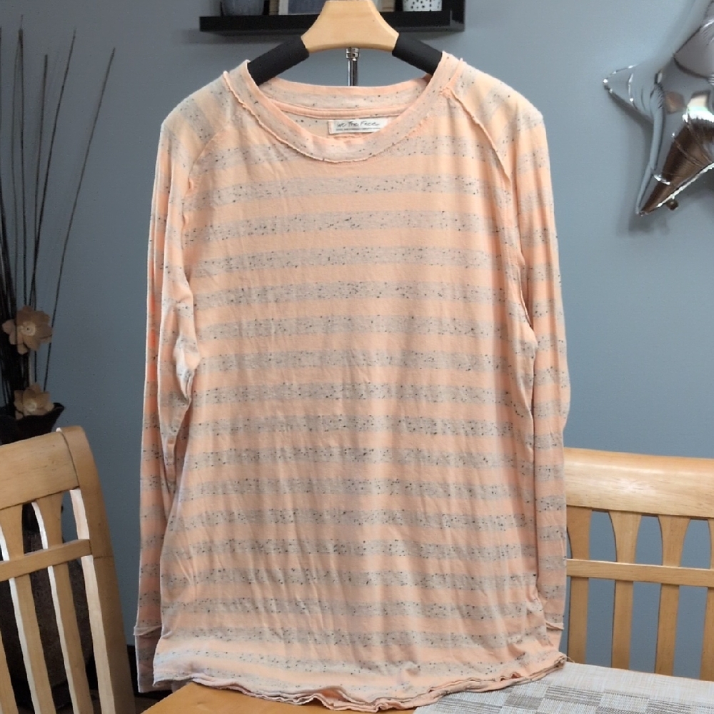 We The Free Summer Sunrise Orange Striped Long Sleeve Top